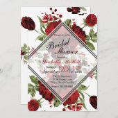 Brautparty - Tiefe Rote Rosen Einladung (Vorne/Hinten)