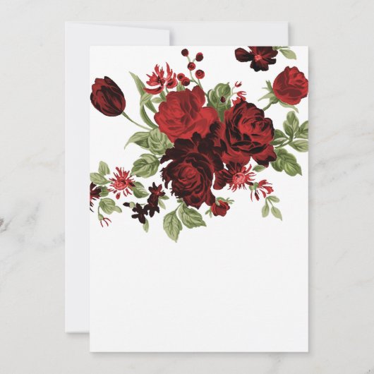 Brautparty - Tiefe Rote Rosen Einladung (Rückseite)