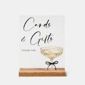 Brautparty-Tisch mit Karten und Geschenken im Coqu Acrylschild (Vorderseite)