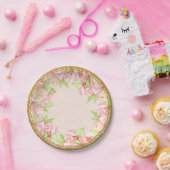 Brautparty Tischdekor Wasserfarben Rose Bouquet Pappteller (Party)