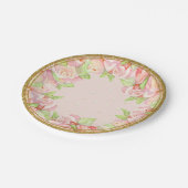 Brautparty Tischdekor Wasserfarben Rose Bouquet Pappteller (Schrägansicht)