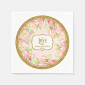 Brautparty Tischdekor Wasserfarben Rose Bouquet Serviette (Vorderseite)