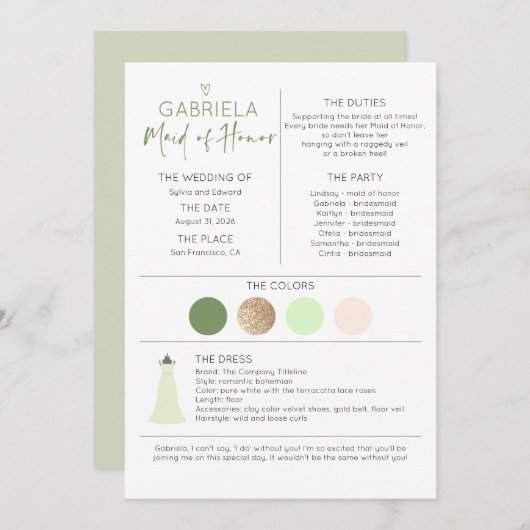 Brautparty Trauzeugin Vorschlag und Informationen (Vorne/Hinten)