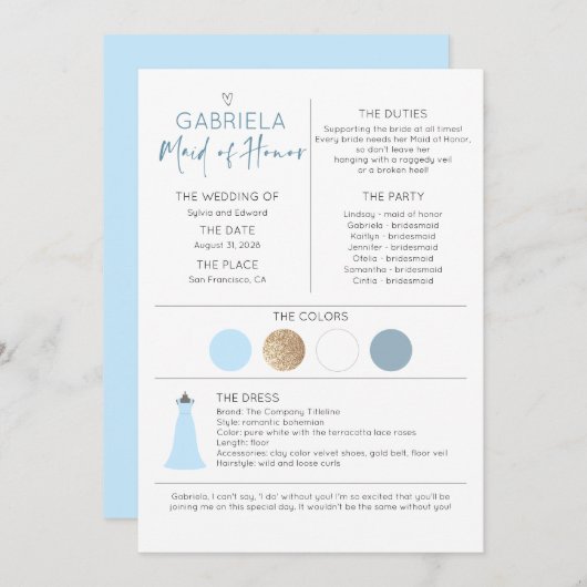Brautparty Trauzeugin Vorschlag und Informationen (Vorne/Hinten)