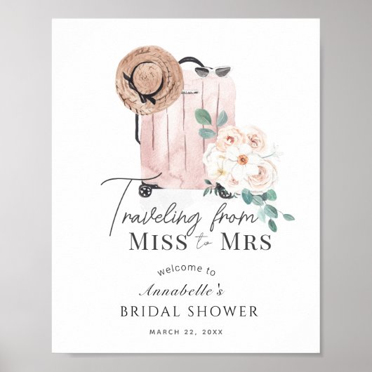 Brautparty "Travel Pink Suitcase" Willkommen Poster (Vorne)