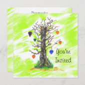 Brautparty Tree of Liebe Limone Einladung (Vorne/Hinten)