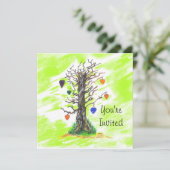 Brautparty Tree of Liebe Limone Einladung (Stehend Vorderseite)