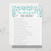 Brautparty Trivia Game ~ Silber und Türkis (Vorne/Hinten)
