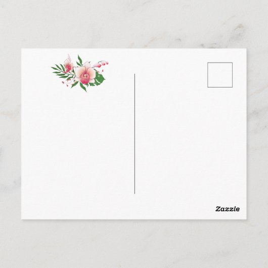 Brautparty | Tropenrosa Orchideen Postkarte (Rückseite)