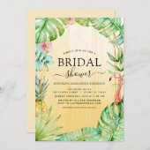 Brautparty Tropical Flamingo Palm Einladung (Vorne/Hinten)