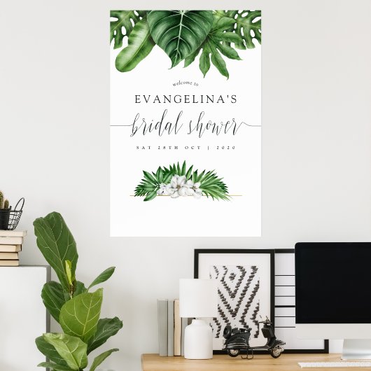 Brautparty "Tropical Greenerity" Willkommen Poster (Heimbüro)