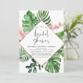 Brautparty Tropical Palm Watercolor Geometrie I Einladung (Stehend Vorderseite)