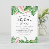 Brautparty Tropical Palme Floral Watercolor Einladung (Stehend Vorderseite)