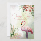 Brautparty Tropical Watercolor Flamingo Fling Einladung (Rückseite)