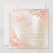 Brautparty Tropische Blätter Elfenbein Rose Gold Einladung (Vorderseite)