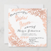Brautparty Tropische Blätter Glitzer Rose Gold Einladung (Vorderseite)