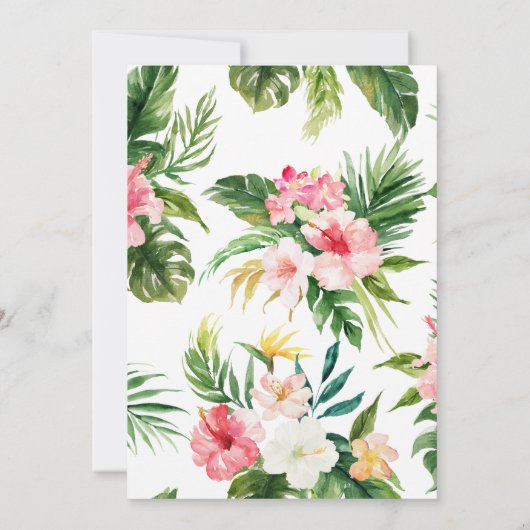 Brautparty tropische Blume Einladung (Rückseite)