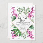 Brautparty Tropische Flora QR Code Boho Einladung (Vorne/Hinten)