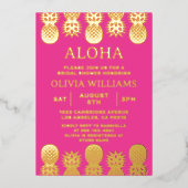 Brautparty Tropischer Ananas Luau Pink Folieneinladung (Vorderseite)