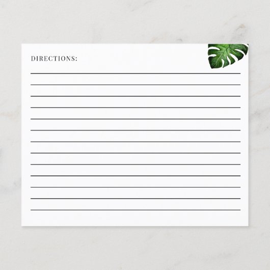 Brautparty Tropischer Dschungel Blätter Rezept Kar (Rückseite)