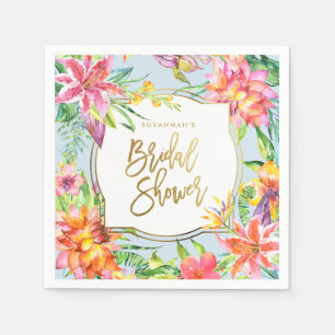 Brautparty Tropischer Sommer Wasserfarben Gold Serviette