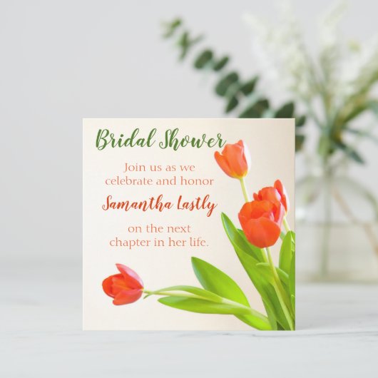 Brautparty Tulip Square Einladung (Stehend Vorderseite)