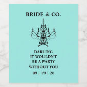 Brautparty Türkis Weinetikett (Einzelnes Label)