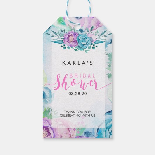 Brautparty Typografie & Boho Blume Geschenkanhänger (Rückseite)