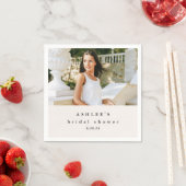 Brautparty Typografie Foto Taupe Serviette (Beispiel)