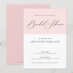 Brautparty-Typografie mit rosa und weißem Hintergr Einladung