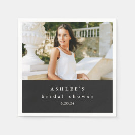 Brautparty Typografy Foto Black Serviette