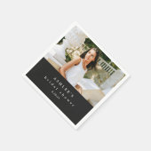 Brautparty Typografy Foto Black Serviette (Ecke)