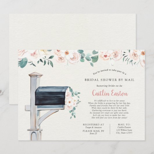 Brautparty über große Entfernungen per Post Einladung (Vorne/Hinten)