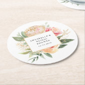 Brautparty-Untersetzer für Peony und Gold-Blume Runder Pappuntersetzer (Angewinkelt)