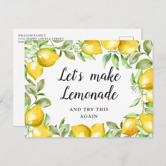 Brautparty verändert das Datum, an dem Zitronen gr Postkarte (Vorne/Hinten)