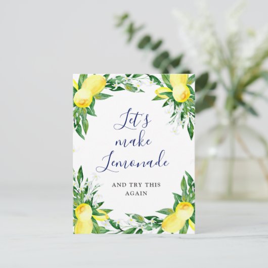 Brautparty verändert das Datum, an dem Zitronen gr Postkarte (Stehend Vorderseite)