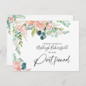 Brautparty verschoben Datum Rosa Farbe Rosa Ankündigungspostkarte (Vorne/Hinten)