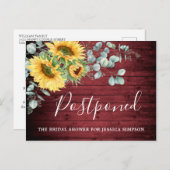Brautparty verschoben Datum Sonnenblumen Eukalyptu Postkarte (Vorne/Hinten)