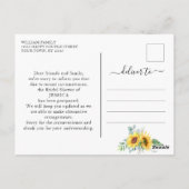 Brautparty verschoben Datum Sonnenblumen Eukalyptu Postkarte (Rückseite)