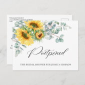 Brautparty verschoben Datum Sonnenblumen Eukalyptu Postkarte (Vorne/Hinten)