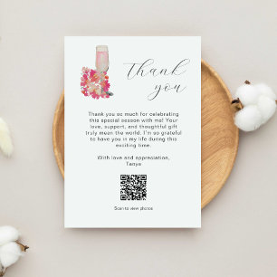 Brautparty Vielen Dank Petals Prosecco QR Code Dankeskarte