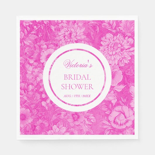 Brautparty Viktorianischer rosa Blume Serviette (Vorderseite)