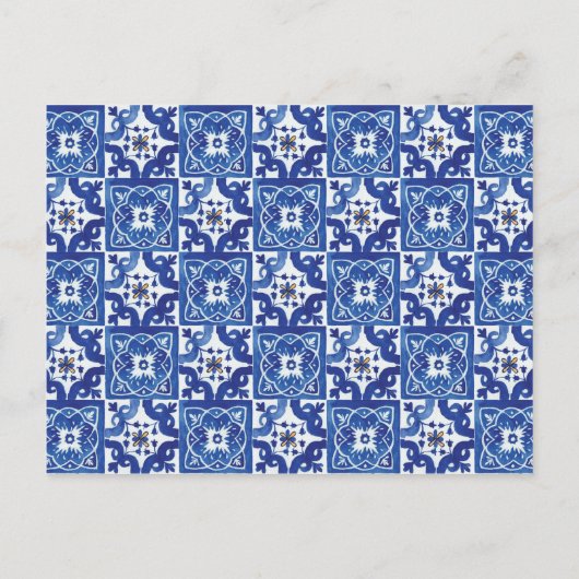 Brautparty Vintag Foliage Blue Mediterrane Einladungspostkarte (Rückseite)