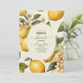 Brautparty Vintag Lemon Foliage Mittelmeer Einladung (Stehend Vorderseite)