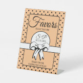 Brautparty Vintag Polka Dots Bows Peach Sockelschild (Vorderseite)