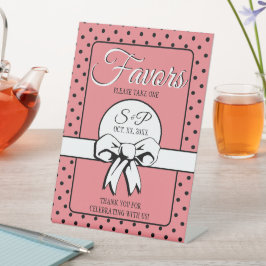 Brautparty Vintag Polka Dots Bows PInk Sockelschild