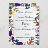 Brautparty Vintage Blume Einladung (Vorne/Hinten)