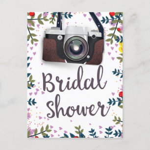 Brautparty Vintage Blume und klassische Kamera Postkarte