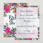 Brautparty Vintage Rose Einladung (Vorne/Hinten)