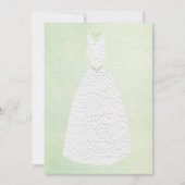 Brautparty Vintages Grün-Weiß-Hochzeitskleid Einladung (Vorderseite)